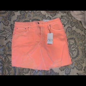 Zara Neon Orange Skirt